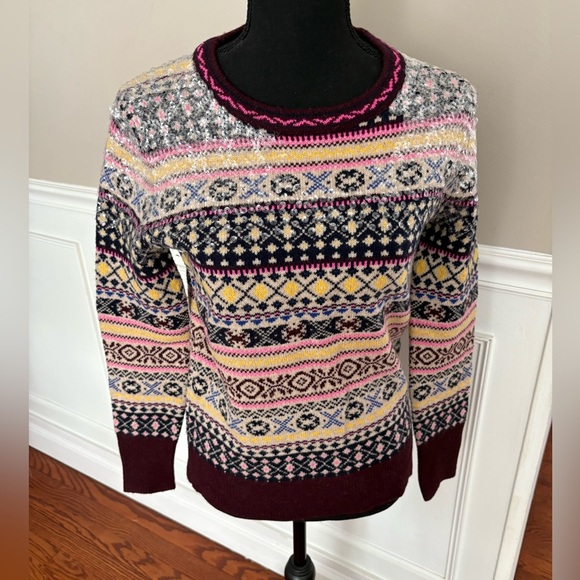 J. Crew sequin fair isle Lambs Wool sweater size XS - Picture 1 of 11